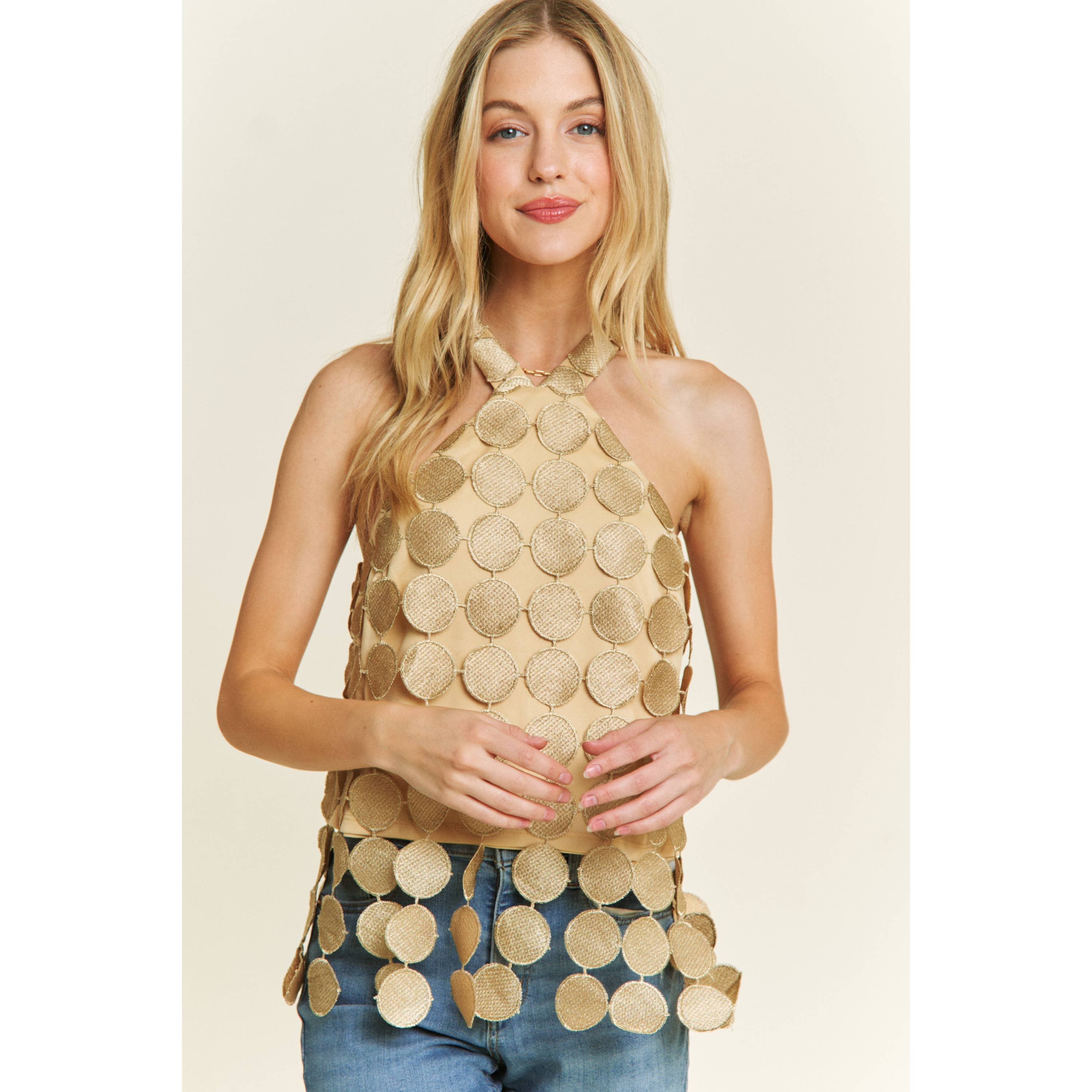 Sweet Generis - Wholesale Tanktop - Dames - Vintage cropped haltertop met circulaire haakwerk en franjes7