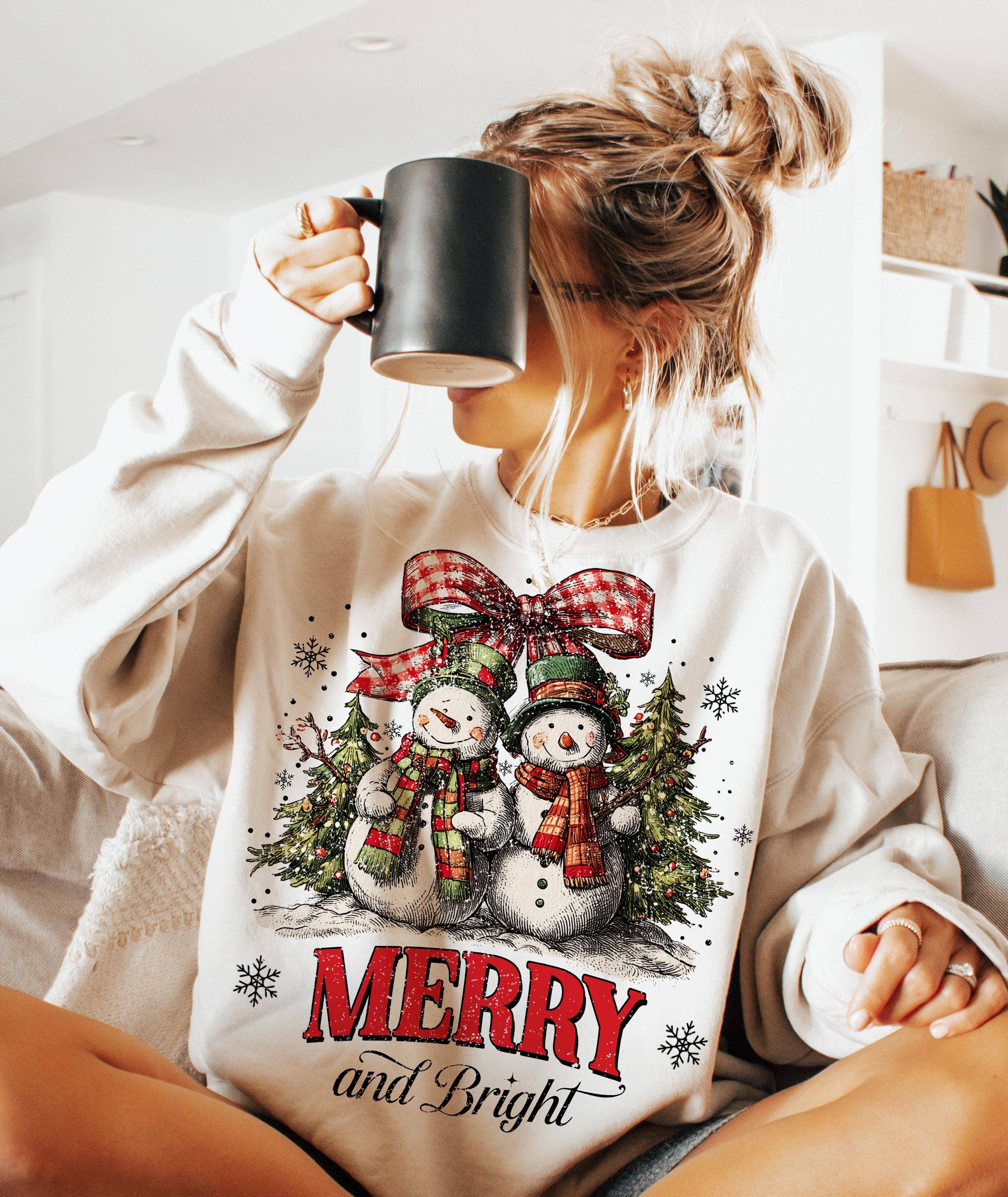 DLT Ecommerce - Wholesale T-Shirt (Graphic) - Women's - Coquette Merry and Bright Christmas Tee, Preppy Xmas Sweater2