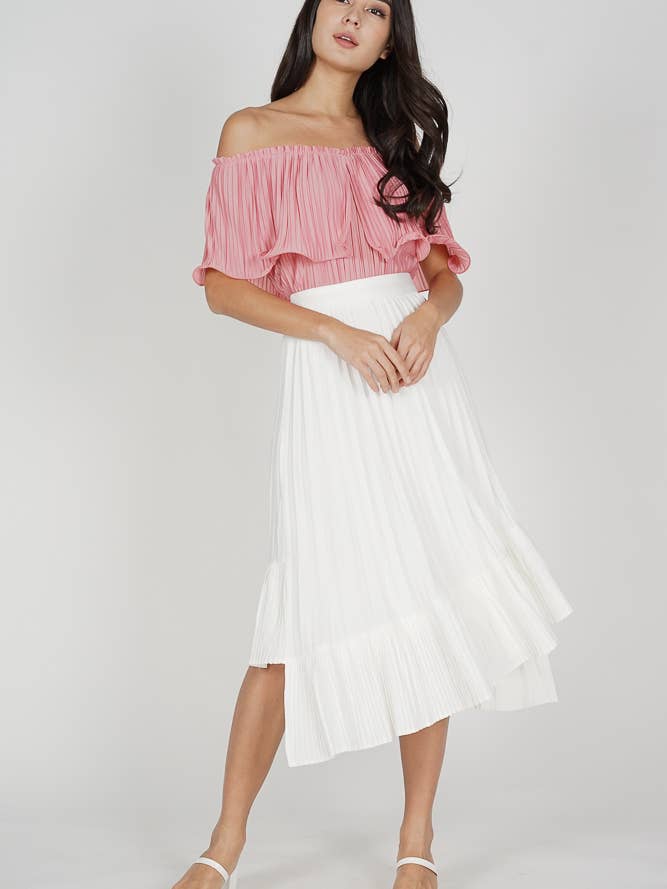 Top plissé à volants Jubi en rose rose pour la vente par MDS