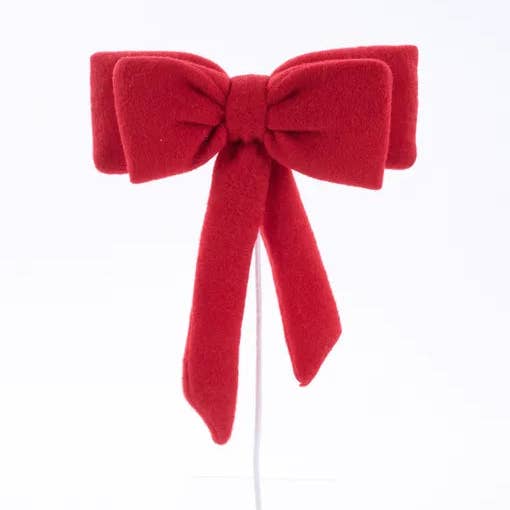 General Wholesale Inc - Wholesale Christmas Decoration - 13"L Felt Bow Pick-Red-XS1386240
