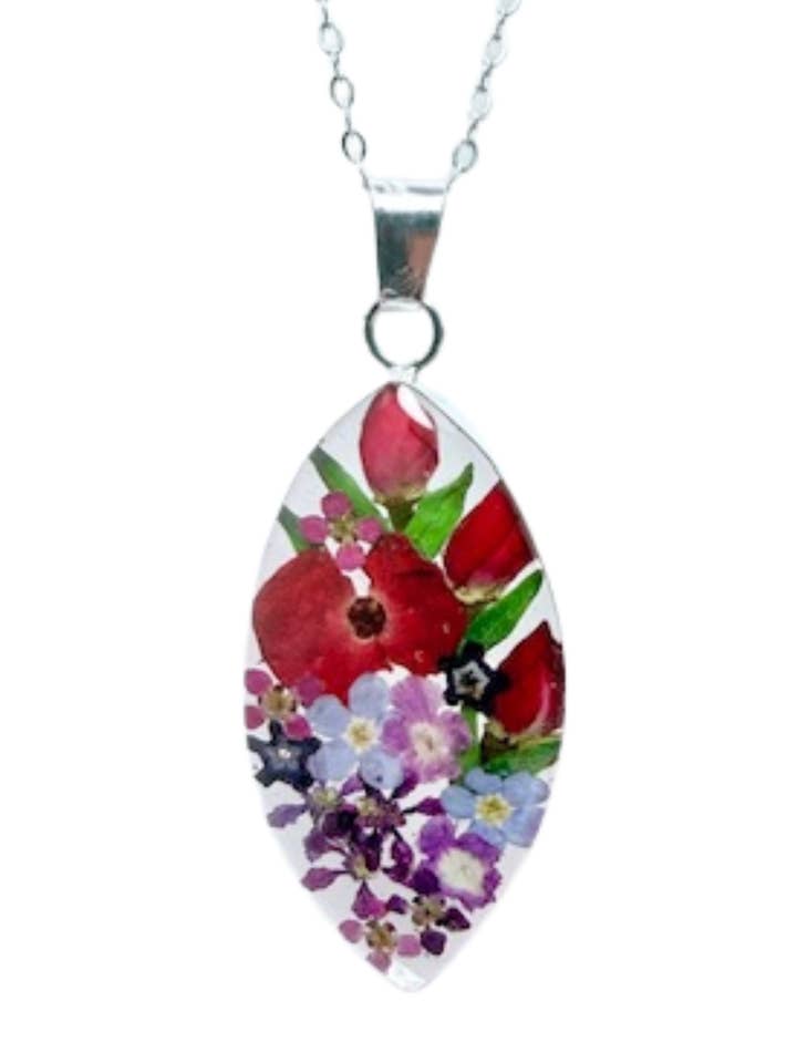 Grote Markies Gemengde Bloemen met Rozenknop Ketting voor wholesale door Fresh Jewelry Co