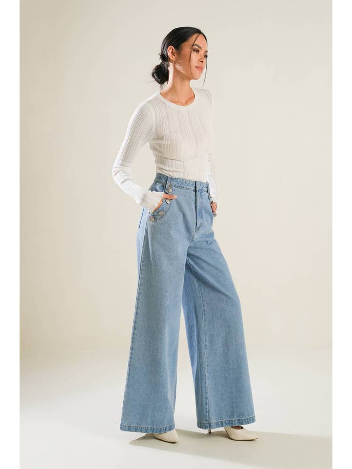 A washed denim pant - FP1353 for wholesale on Faire
