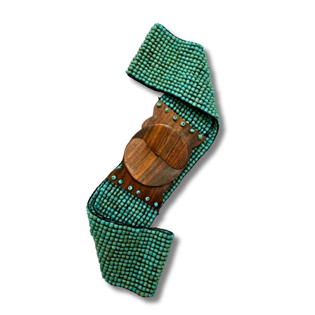 Bijondo - Venta al por mayor Cinturón - Mujer - Cinturón elástico hecho a mano en Bali con cuentas de vidrio y madera Emma4