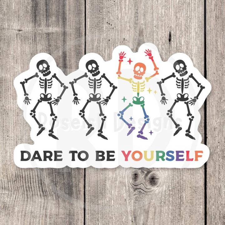 Pride sticker, LGBTQ+ support, pride flag, rainbow, all for love, love for all water bottle sticker, laptop sticker, dare to be yourself for wholesale by Roseish Designs