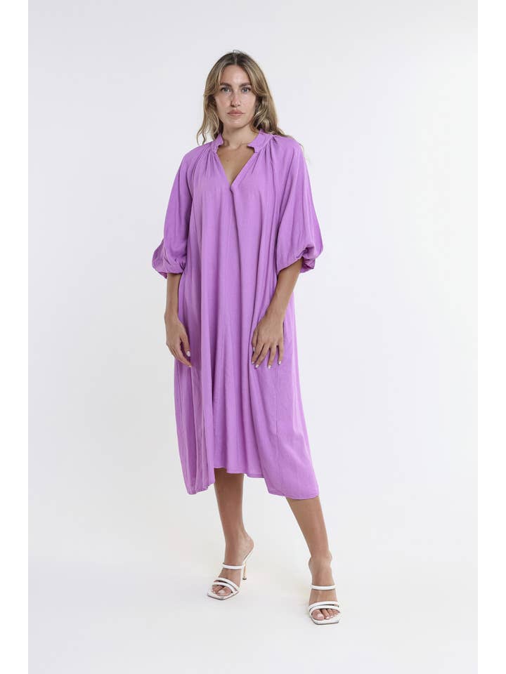 TINA Stephens Italy/Tees By Tina – Großhandel Kleid – Damen – Katrina Blouson-Ärmel Leinenkleid (DLS103)12