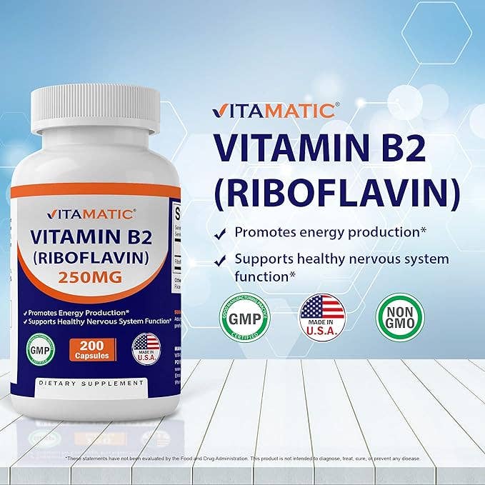 Vitamatic - Wholesale Oral Supplement/Vitamin - Vitamatic | Vitamin B2 (Riboflavin) 250 mg | 200 Capsules