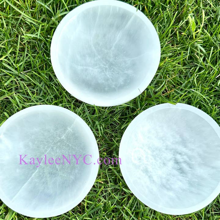 Natural Selenite aka Satin Spar Bowls for wholesale by KayleeNYC
