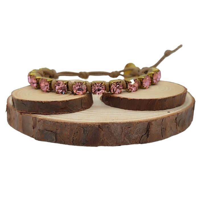 Pulseiras de Corrente de Cristal Grandes - Lt Rose por atacado de QUÉ MÁS JEWELS