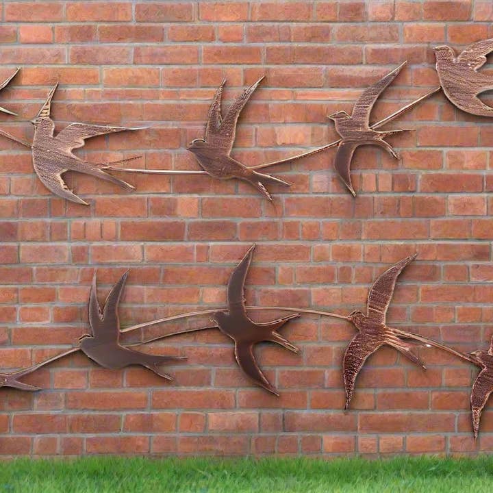 Marissa's Gifts - Venta al por mayor Papel pintado 3D - Arte de pared de golondrina en vuelo de metal de bronce hecho a mano para jardín/interior/exterior.6