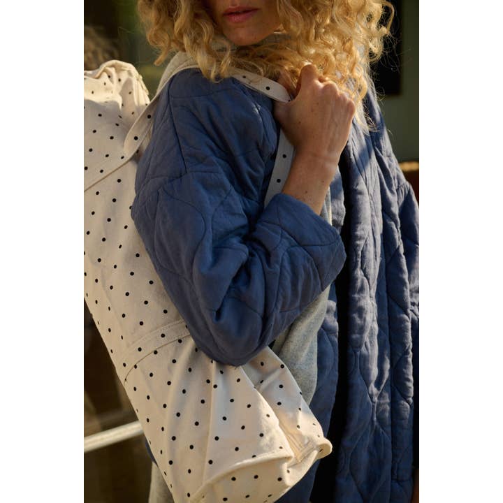 moshi moshi mind – Bolsa de ioga por atacado – Bolsa para tapete de yoga com bolinhas - ecru e preto4