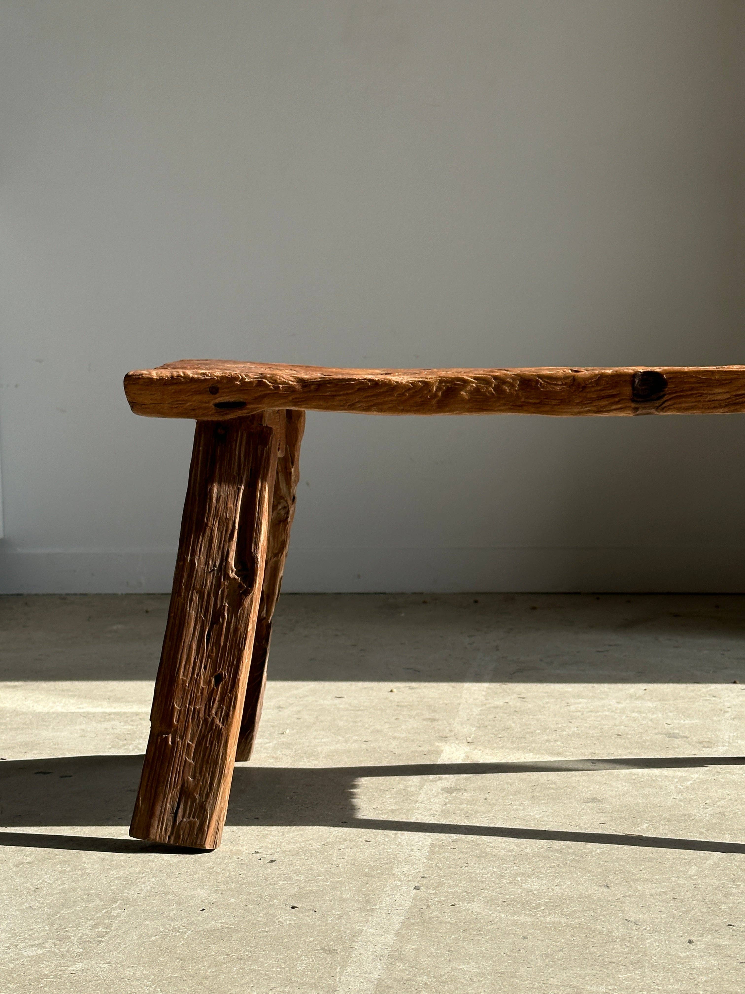 Office Objets - Wholesale Bench - Small organic bench in upcycled Asian teak quadripod openwork seat - Matahari21