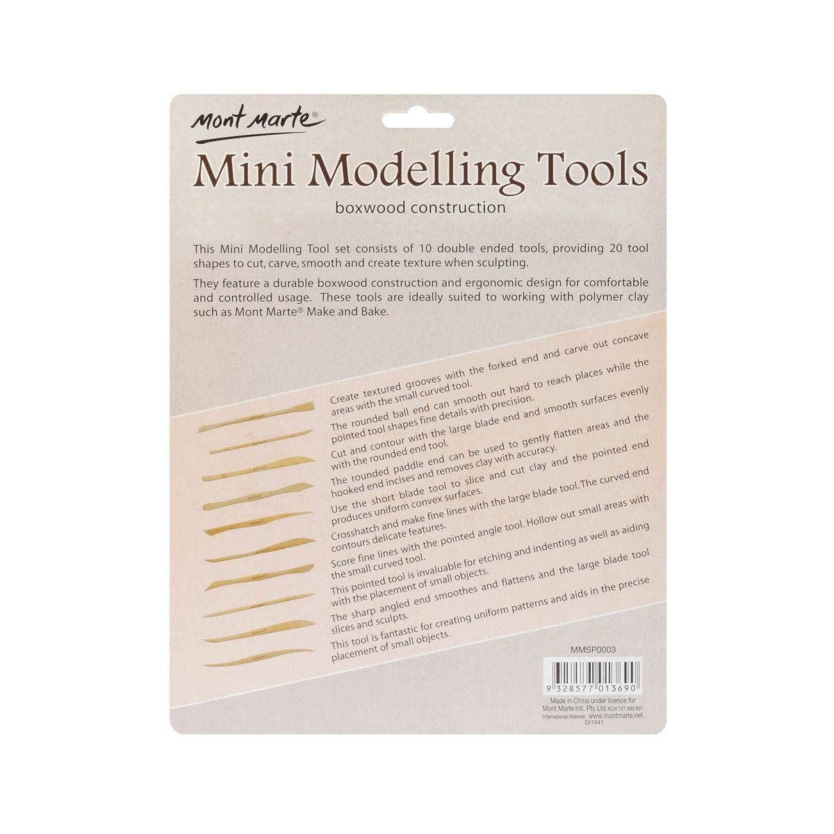 Mont Marte Usa, Inc. - Wholesale Clay - Mini Modelling Tools Boxwood 10pc1