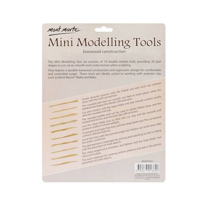 Mont Marte Usa, Inc. - Wholesale Clay - Mini Modelling Tools Boxwood 10pc1