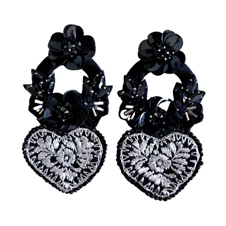 Zwart en zilver hart met zwarte versiering voor wholesale door My Little Maria