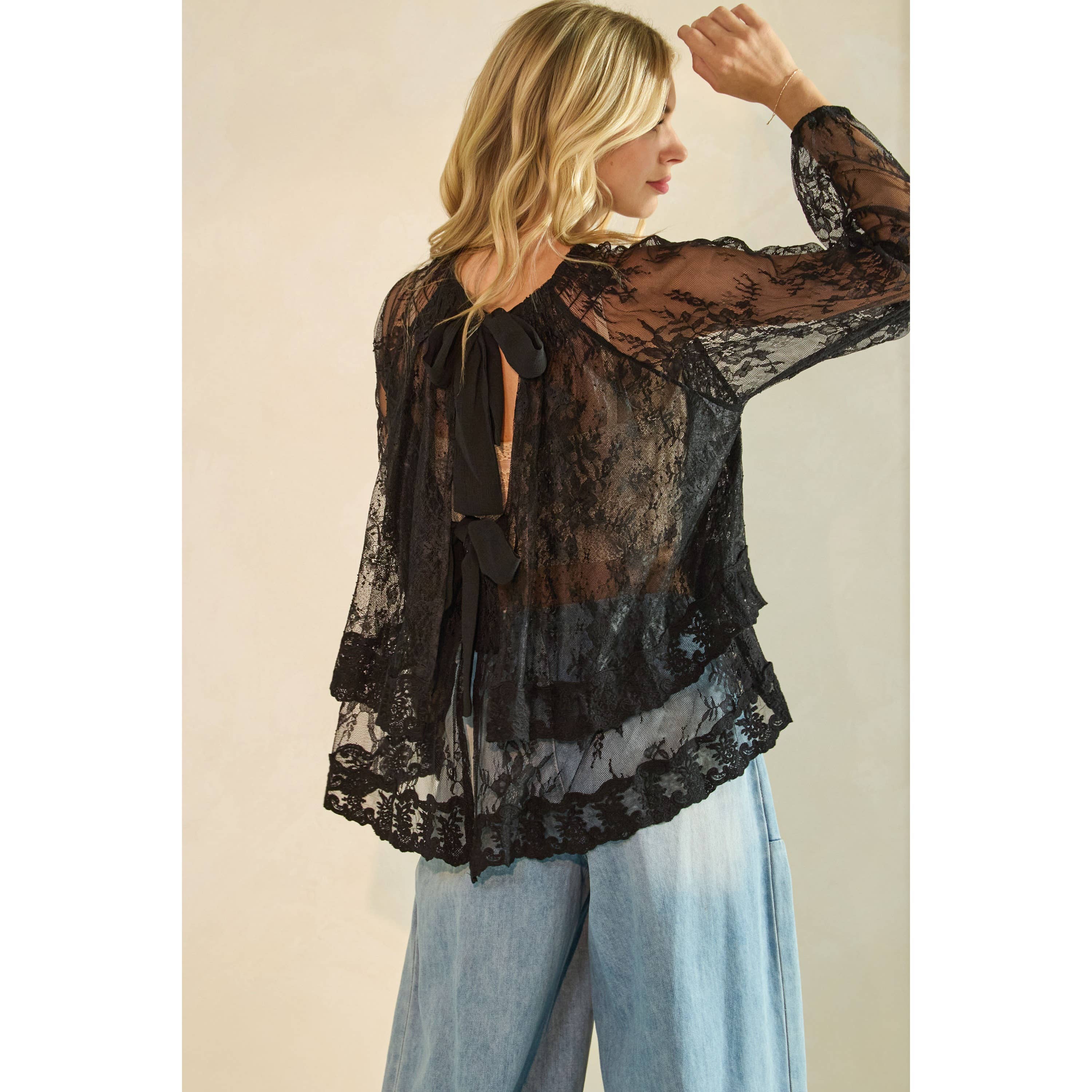 Veveret – Großhandel Tunika – Damen – Rüschen-Spitzen-Top mit langen Ärmeln31