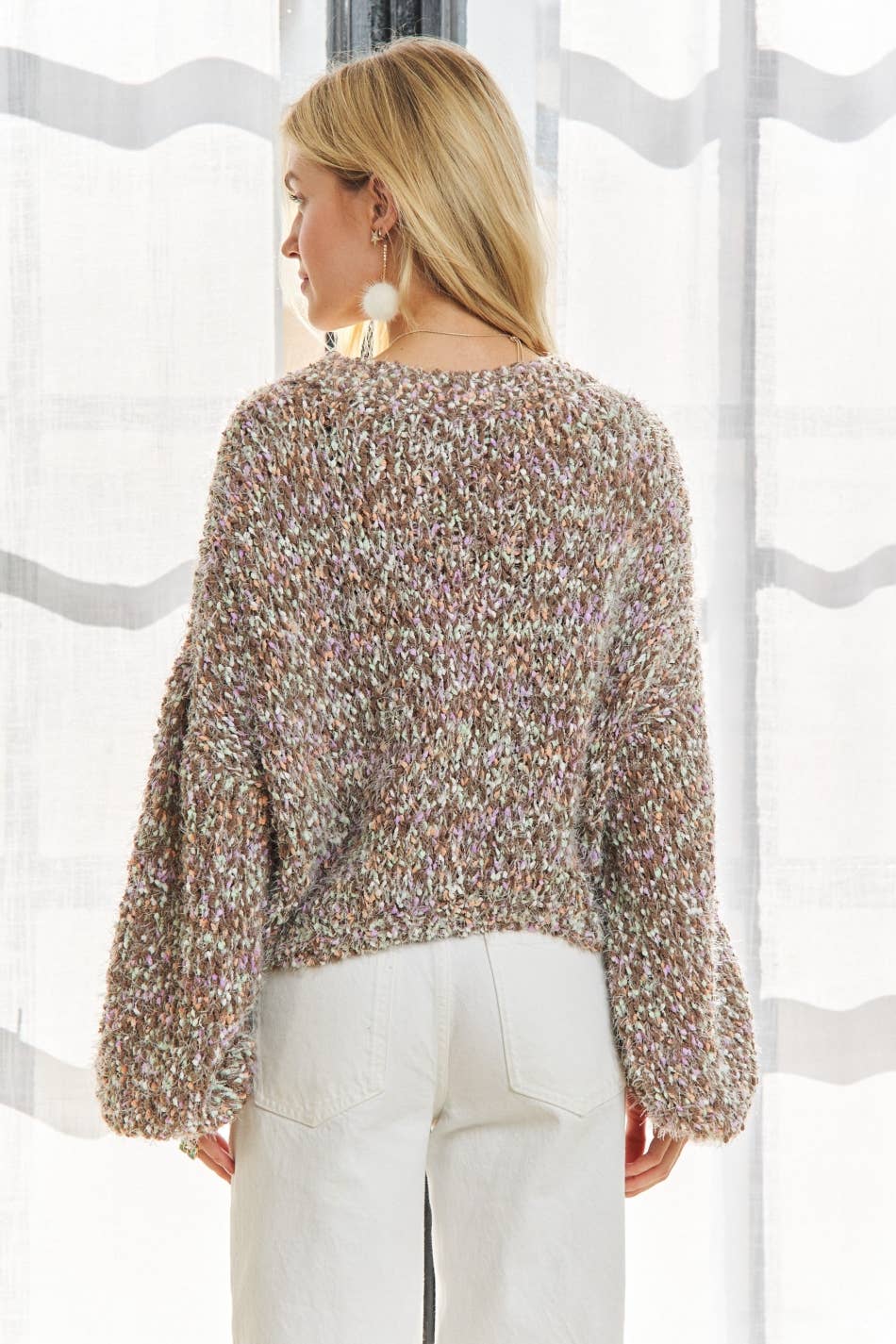 ADORA LA - Wholesale Knit Sweater - Women's - CESW3457-MULTI COLOR POPCORN TEXTURED SWEATER TOP18