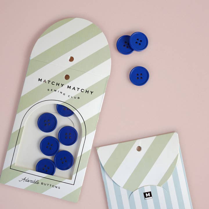 Matchy Matchy Sewing Club - Wholesale Sewing Button/Snap - Cobalt Retro Buttons3
