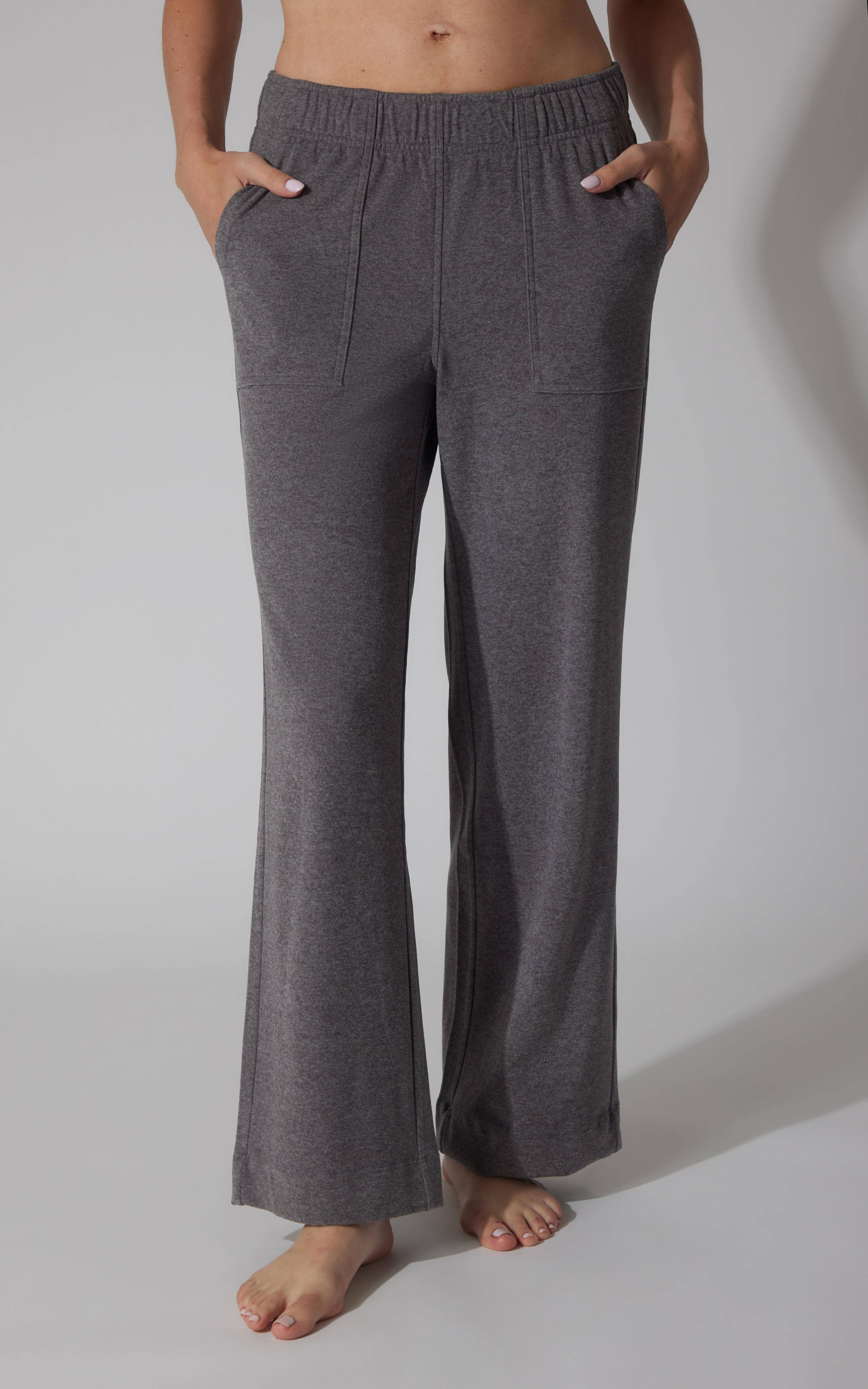 90 Degree by Reflex & Yogalicious - Wholesale Pants - Women's - Women's Marled Wide Leg Pants with Back Pocket4