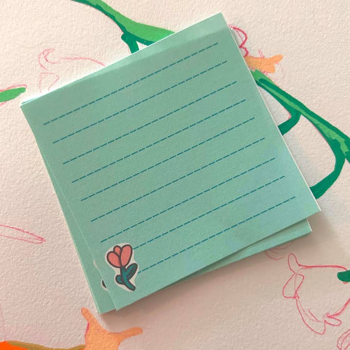 Grøn blomst linje memo ark for engroshandel hos Bearpops Illustrations