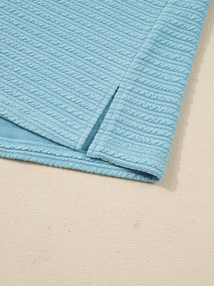 Light Blue Textured Drop Shoulder Plus Size Knit Top for wholesale on Faire5