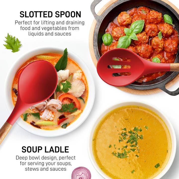 Zulay Kitchen - Wholesale Kitchen Utensil Set - 5-Piece Silicone Utensils Set with Wooden Handles43