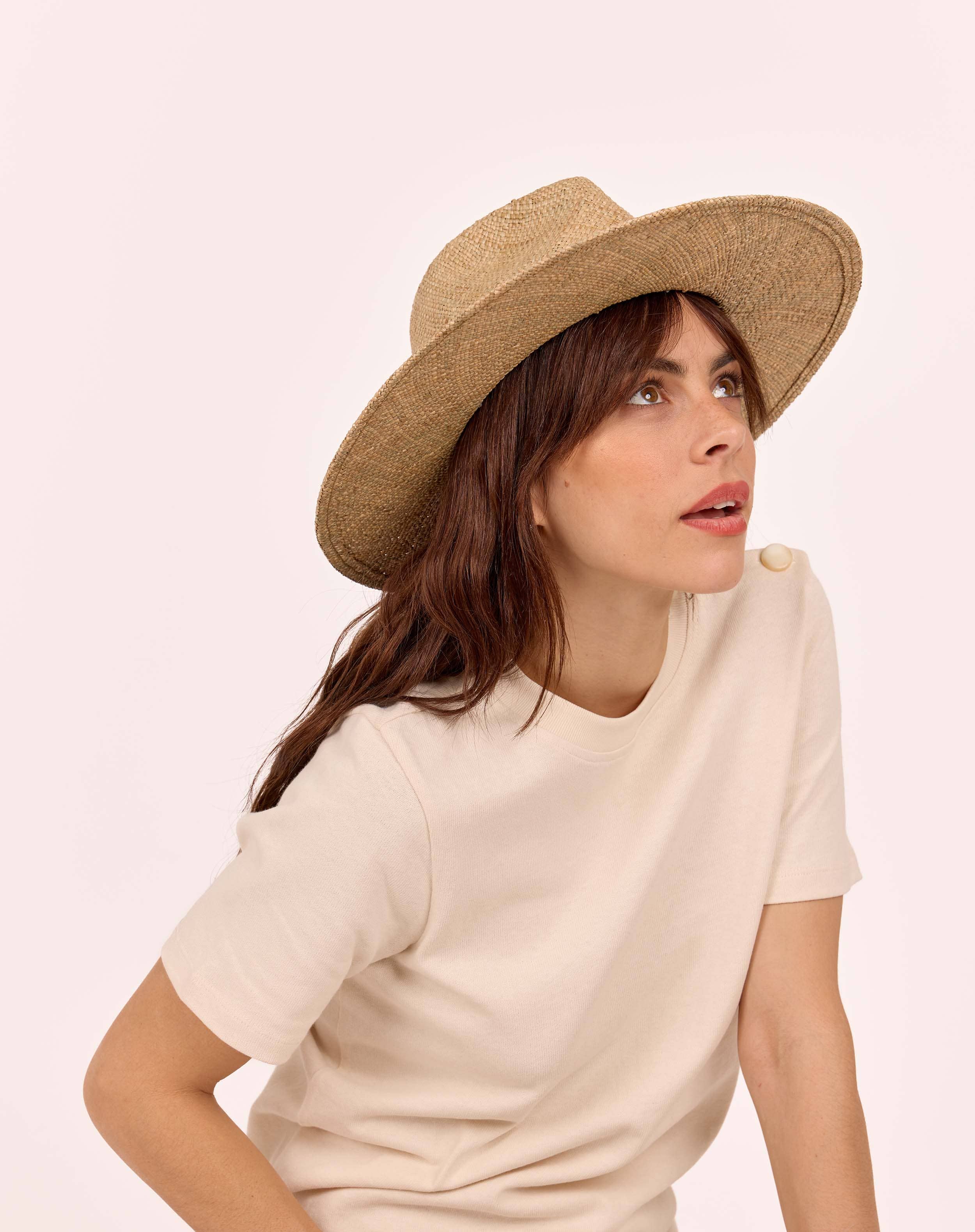 Maradji – Chapéu de palha – Mulher por atacado – Chapéu preto bordado de grama-do-mar com aba larga3