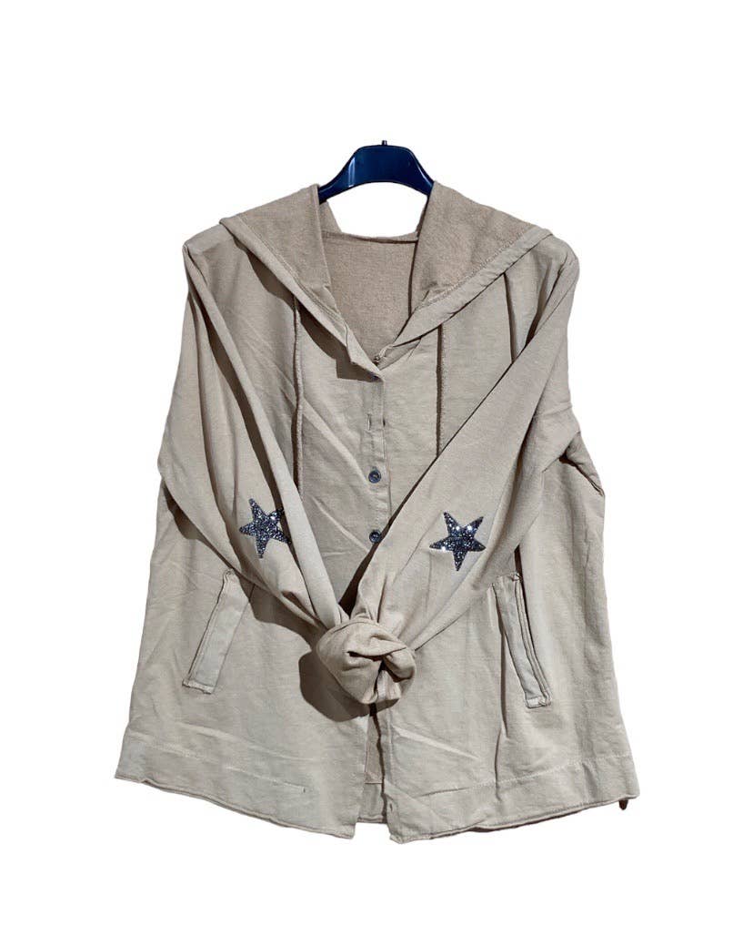 Moonsun - Wholesale Outerwear Vest - Women's - Cotton sweatshirt cardigan with elbow ties #2300