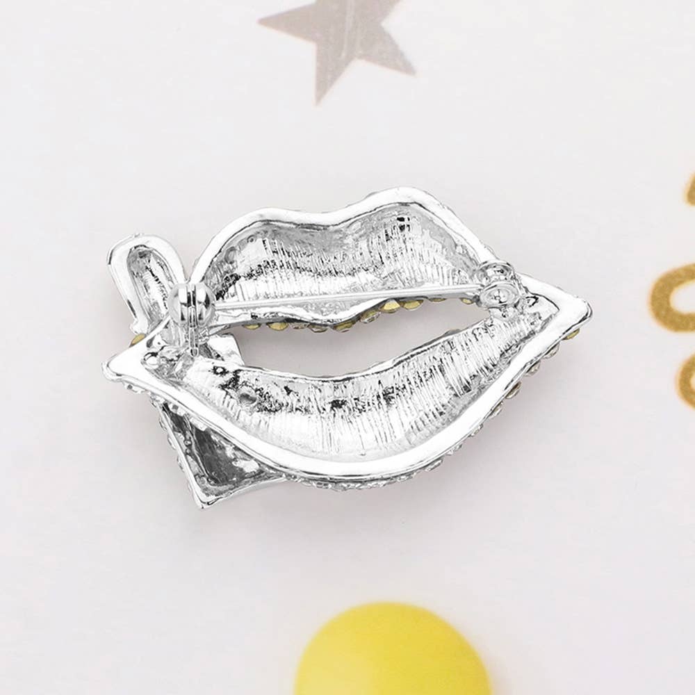 Sensibling Corp. - Vente Broches - Broche Épinglette Lèvre et Rouge à Lèvres Incrustée de Strass3