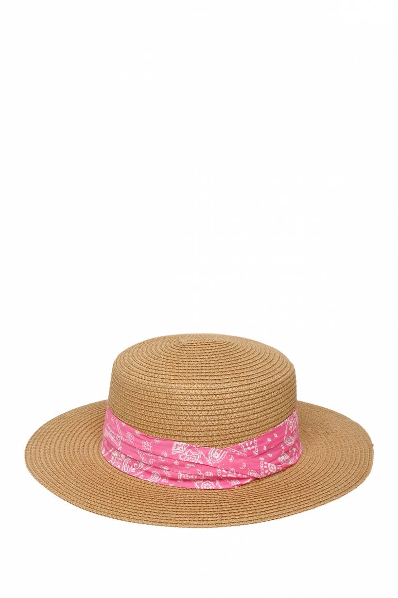 anbfashion – Chapéu de palha – Mulher por atacado – Bandana Wrap Flat Top Chapéu de Palha2