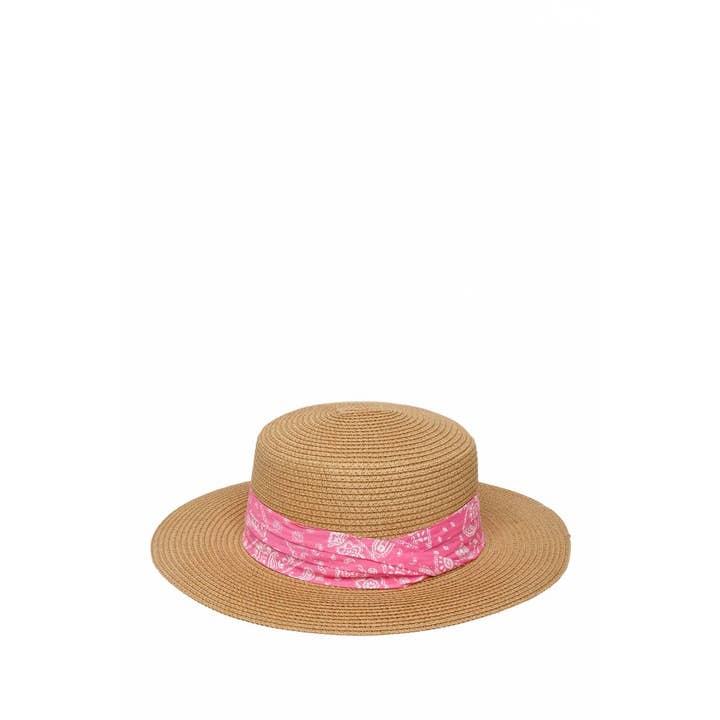 anbfashion - Wholesale Straw Hat - Women's - Bandana Wrap Flat Top Straw Hat2