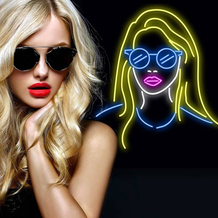 LED Neon Sign GIRL WITH BLONDE HAIR with remote control for wholesale by Mad About Neon