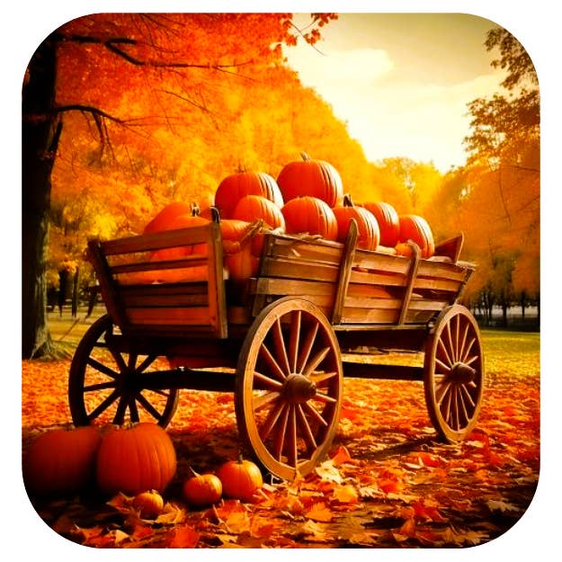 Holiday Magnet: Wagon Full of Pumpkins for wholesale by Ron Knight Entertainment, LLC