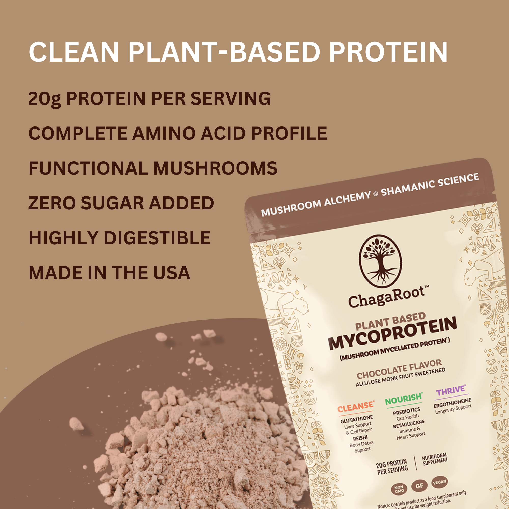 ChagaRoot – Engroshandel Protein-/superfoodpulver – ChagaRoot MycoProtein Plantebaseret Protein med Svampe5