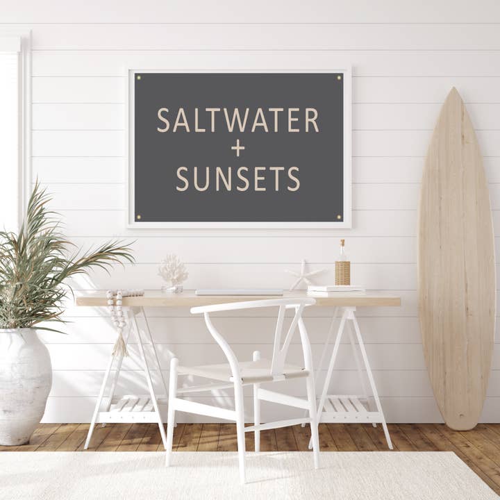 Red Barn Canvas - Wholesale Sign - Saltwater and Sunsets, wall canvas flag3