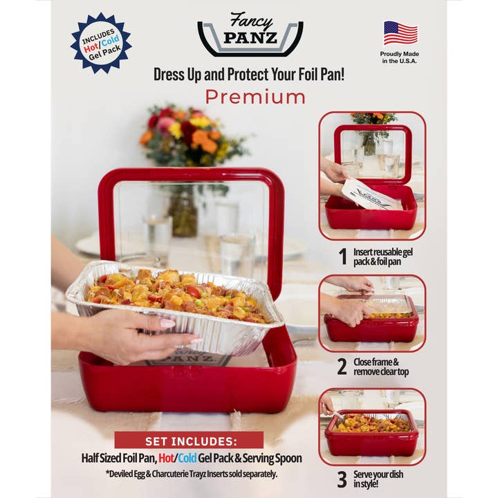 Fancy Panz - Wholesale Kitchen Tool/Gadget - Premium Set - Pan Frame w/ Lid & Hot or Cold Gel Pack -White