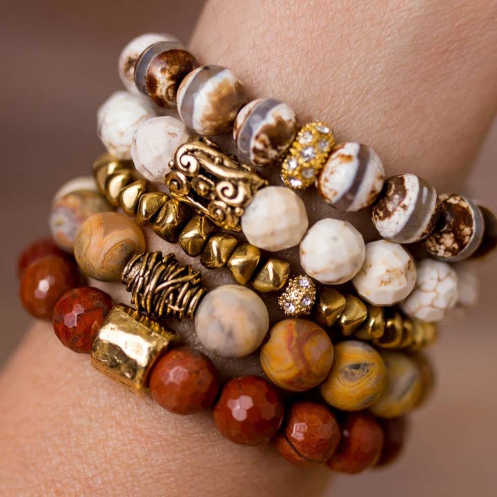 Neutral Bracelet Stack for wholesale by Swara Jewelry LLC