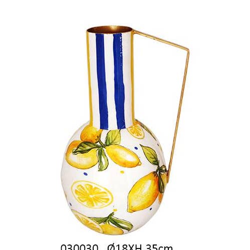 Faye - Wholesale Vase - Lemon Metal Vase Ø18 X H.35 cm0