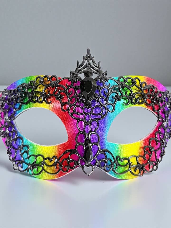 Heren maskerademasker, 2 in 1 Zwart regenboogmasker, Feestmasker voor wholesale door Happy Dream Gifts