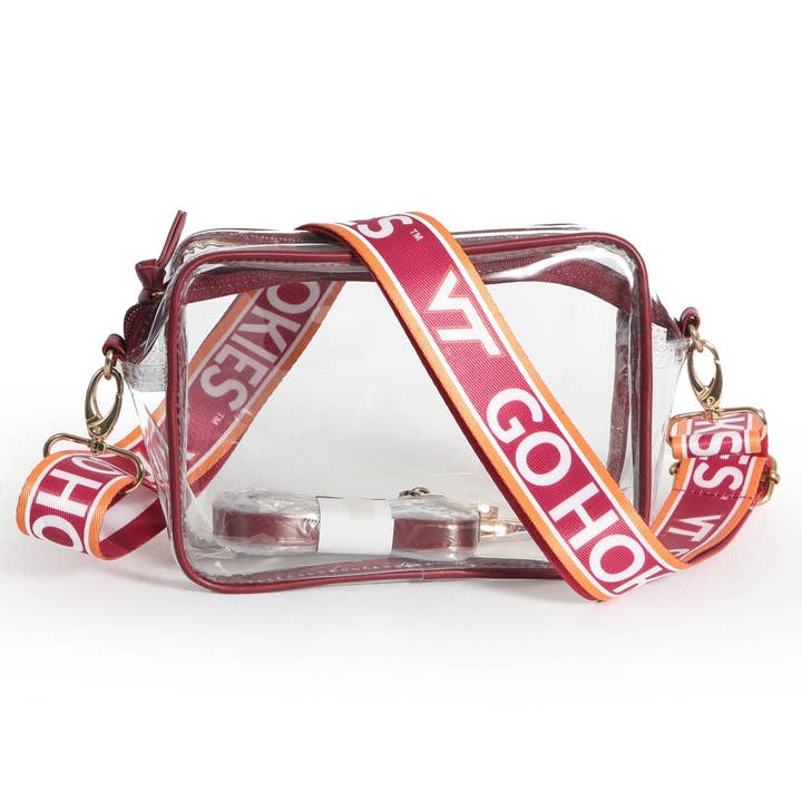 Bridget Clear Purse with Patterned Shoulder Straps - Virginia Tech for wholesale by Desden