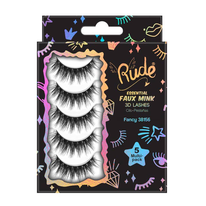 Rude Cosmetics - Wholesale False/Fake Eyelashes - Essential Faux Mink 3D Lashes 5 Multi-Pack2