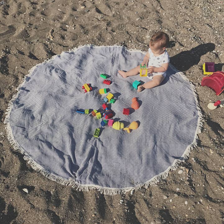 Buld&Co. - Wholesale Beach Towel - Round Turkish Towel,Beach Blanket, Picnic Blanket, Baby Gift