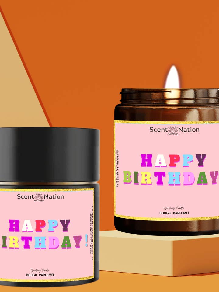 Bougie de vœux - Joyeux anniversaire - Parfum - Gâteau d'anniversaire pour la vente par Scent Nation Australia