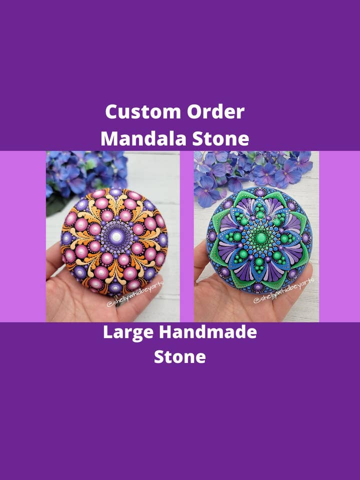 Custom Mandala Stones / Handmade Stone for wholesale by Shelly Whidbey Arts