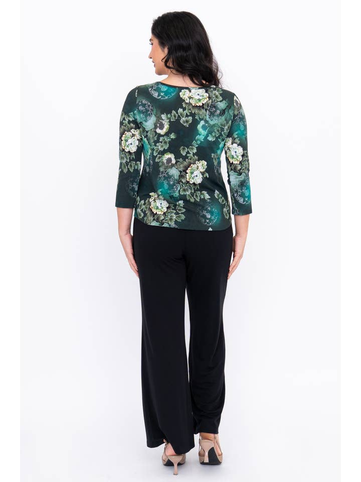 Blue Sky Clothing Co LLC - Wholesale Blouse - Women's - Ritzy 3/4 Top, Teal Magic, Bamboo3