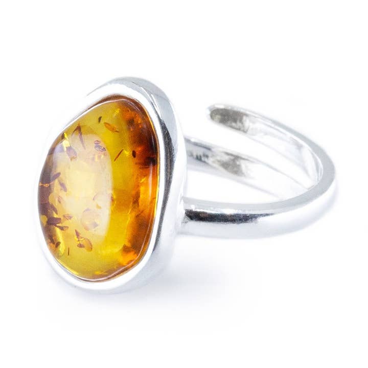 Amber ELEMENT Solitaire Verstelbare Ring voor wholesale door Baltic Beauty