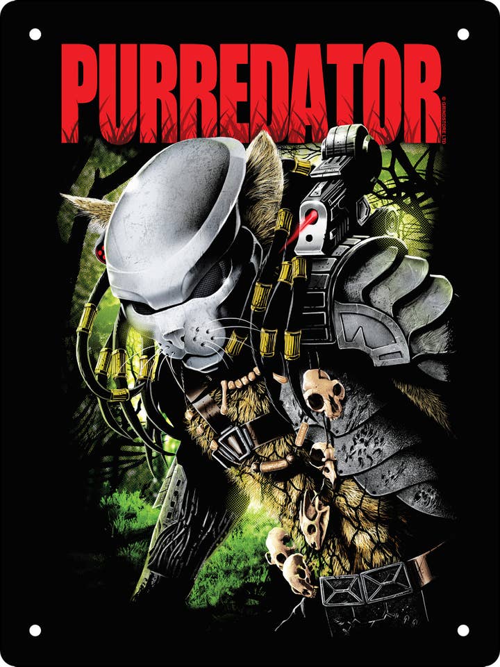 Horror Cats Purredator Mini Tin Sign for wholesale by Grindstore