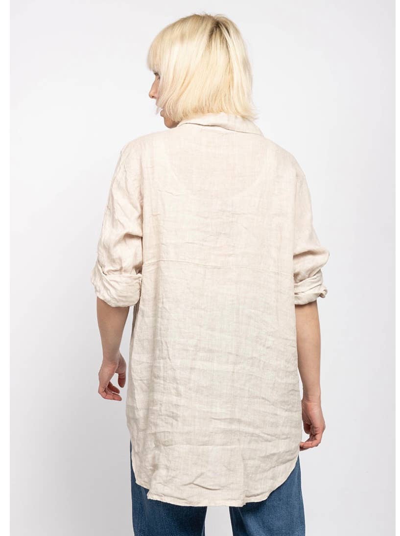 LINEN & COTTON HOUSE - Wholesale Button Down Shirt - Women's - LINEN SHIRT WITH SQUARE POCKET, SPRING SUMMER 7400117