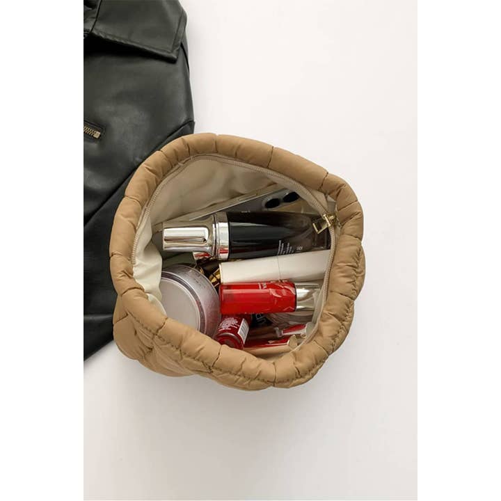 ASH MOCHA Quilted Cosmetic Makeup Pouch Clutch Bag for wholesale on Faire1