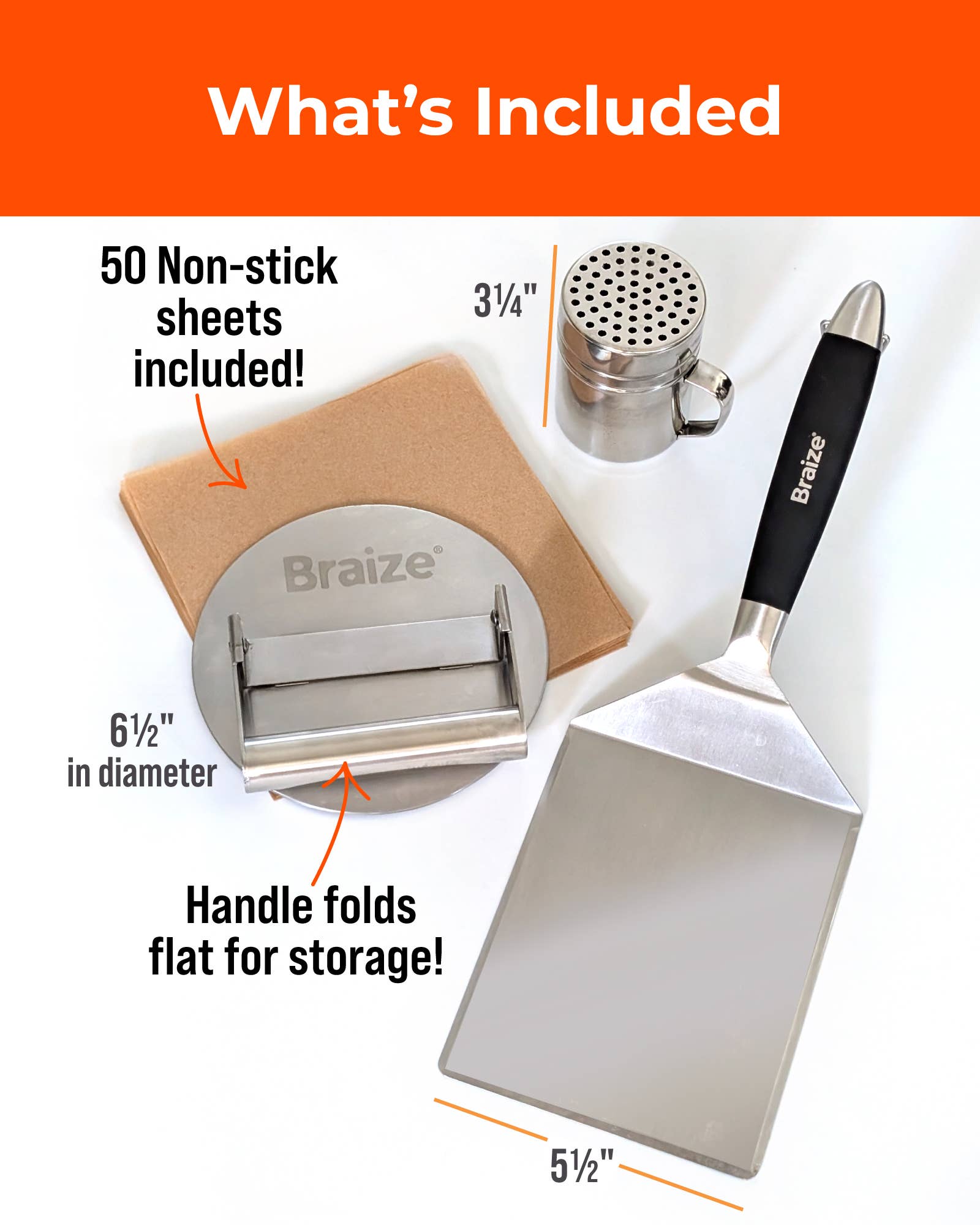 Braize - Wholesale Kitchen Tool/Gadget - Smash Burger Kit – Press, Spatula & Seasoning Shaker1