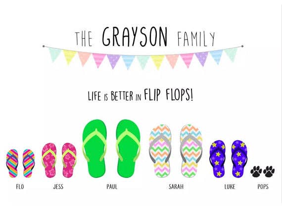 Mermaid Marys – wholesale Art print – Framed Personalised Family Flip Flop Print4
